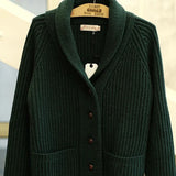 Autumn Winter New Trendy Sweaters Classic Retro Maillard Pullover Heavyweight Thickened Green Fruit Collar Versatile Cardigan