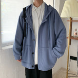 Harajuku Y2K Hiphop New Retro Hoodie Men's Cardigan Sweatshirt Fashion Solid Coat Oversized Brand Cardigan Jacket