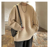 American style trendy men and women retro round neck personalized sweater couple autumn and winter lazy style casual knitted top