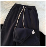 Korean style autumn and winter men and women street personality loose wide leg bound sports pants couple simple casual pants