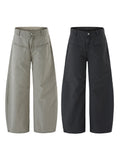 100% Cotton Wide-leg Jeans Men's Autumn Fashion Pocket Design Casual Trousers Loose American High Street Y2K Denim Pants