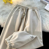 Korean style autumn and winter men and women street personality loose wide leg bound sports pants couple simple casual pants