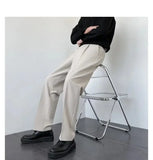 Spring Autumn Men's Fashionable White Korean Style Casual Pants Street Draped Straight Loose Suit Casual Trousers Male