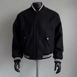 New American Vibe Fleeced Men Crop Jackets Luxury Harajuku Zip-up Long Sleeve Streetwear Trendy Chic Pocket Baseball Coats M-2XL