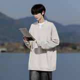 Long Sleeve V-Neck T-Shirt mens Solid Color Spring  Casual Basic Top  Plain Tee Shirt Breathable Comfort Stretch Soft plus size