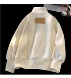 American autumn and winter street fashion personalized stand up collar half zipper couple loose retro casual Harajuku top y2k