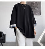 men t shirts Summer Men's T-shirts Women Oversized 2XL Korean Style Loose Plaid T-shirt Casual Seven sleeves T-Shirt Male White