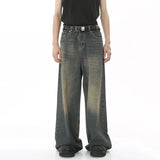 New Men's Baggy Straight Leg Wide Leg Jeans Male Fashion Vintage Wash Casual Denim Pants Youth Popular Brand Streetwear Trousers