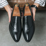 New Men's Formal Elegant Dress Shoes Simple One Step Step Step Men's Leisure Fashion Original Pointed Moccasin Shoes