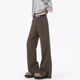 Summer Brown Suit Pants Men Fashion Society Mens Black Dress Pants Korean Loose Straight Pants Mens Office Formal Trousers