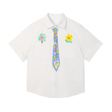 Preppy Style Men's Floral Shirt Summer Print Shirts Short Sleeve Tops Streetwear Loose Casual Hawaiian Shirts Men Clothing