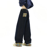American Style Vintage Embroidery Straight Jeans Men's Baggy Fashion High Street Denim Pants Streetwear Male Mopping Trousers