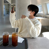 Winter Korean Fashion Jacquard Men Sweater Luxury Trendy O Neck Knitted Solid Color Pullover Leisure Long Sleeve Basic Knitwear