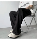 Summer Casual Pants Men Fashion Pleated Pants Men Japanese Streetwear Loose Wide Leg Pants Mens Baggy Ice Silk Trousers M-3XL