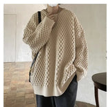 American style trendy men and women retro round neck personalized sweater couple autumn and winter lazy style casual knitted top