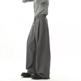 Grey Black Suit Pants Men Oversized Society Mens Dress Pants Korean Casual Loose Wide Leg Pants Mens Office Formal Trousers