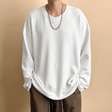 Spring New Striped Textural T-shirt For Men Long Sleeve Simple All-match Tops Korean Casual Solid Color Male Female Loose Tees