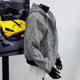 New Autumn Men Textured Hooded Sweatshirt Jacket Light Luxury Harajuku Zip-up Leisure Fashion Long Sleeve Hoodie Crop Coat M-2XL