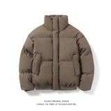 Winter Thick Warm Cotton Padde Jacket Men Stand Collar Daily Casual All-match Parka Outwear Coats Men's Clothing Black/Camel