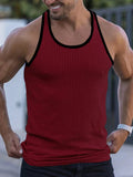 Men's Quick-drying Elastic Fitness Wear Gym Running Slim Vertical Stripes Sleeveless Fashion Summer New