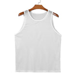 Summer Men's Luxury Knit Fashion Transparet Tank Tops O Neck Sleeveless Mesh Sexy Solid Color Vest Breathable Party Men Clothing