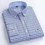 Men's Classic Plaid Oxford Long Sleeve Shirts Pocket 100% Cotton Business Casual Formal Standard Fit Workwear Button Down Shirts