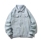 Spring Men Lapel Denim Coat Jacquard patter Fashion Washed denim jacket Motorcycle Jeans Jacket Hommes loose Cotton Casual Coats