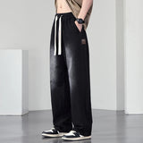 Summer Lyocell fabric Wide Leg Washing Jean Flap Pockets Lightweight Cargo Pants Men Street Trousers Loose Casual Thin Pant Big