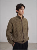 Vintage Jacquarded Cardigan Coat Light Luxury Knitted Lapel Long Sleeve Men Sweater Jacket Autumn Leisure Premium Knitwear M-3XL