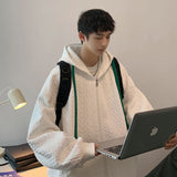 Autumn Hoodies Men's Plaid Solid Color Loose Korean Cardigan Sweatershirt Harajuku Long-sleeved Zipper Casual Hoodie Jacket