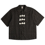 Summer Short Sleeve Shirts Men Streetwear Vintage National Style Print Shirt Oversized Harajuku Japan Style Casual Blouse Male
