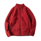 American Warm Fleece Sweatshirt Imitation Lamb Velvet Coat Korean Autumn Winter Men's Thickened Simple Zipper Up Lapel Jacket