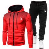 Spring And Autumn New Men's Set Casual Sportswear Printed Hooded Zipper Jacket + Trousers Two-piece Fashion Men's Clothing