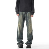 Mens Straight Leg Washed Classic Vintage Denim Jeans Comfort Fit Casual Fashion High Quality Durable Trendy Timeless Trousers
