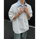 Summer Short Sleeved T-shirt Men Fashion Casual Lapel T Shirt Men Streetwear Korean Loose Pullover T Shirt Mens Clothing