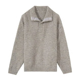 Korean Fashion Men Henry Sweaters Light Luxury Solid Color Long Sleeve Knitwear Premium Quality Button-down Knit Pullover M-3XL