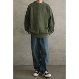 Heavy Japanese Sweater Loose Round Neck Pullover Fashionable High-end Red Sweater Men Women's Inner Base Knitted Sweater Chic