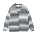 Winter New Gradient Men's Cardigan V-neck Single Breasted Fashion Casual Loose Sweater Couple Street Hip-hop Clothing Oversized