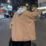 Parkas Men Warm American Hooded Outwear Fashion Handsome Chic Streetwear All-match Simple Clothing Aesthetic Fake Two Pieces