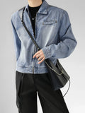 Denim Jackets Korean Style Ins Vintage Distressed Gradient Color Males Outwear All-match High Street Cropped Long Sleeve Autumn