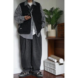Japan Cityboy Style Jacket Retro Work Clothes Striped Shirt Vest Korean Streetwear Men Women Loose Trendy Long-sleeved Jacket