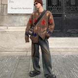 Men's Luxury Knitted Graphic Buttons Cardigan Sweater Coat Long Sleeve Casual Streetwear Stylish Leisure Vintage New