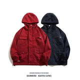 Japanese Cityboy Work Jacket Men's Spring Autumn Multi-pocket Mountaineering Suit High-end Casual Hooded Jacket Chic