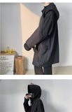 Hooded Trench Men Baggy Zip-up Overcoat Fashion Ulzzang Handsome Daily Pockets Mature Streetwear Personality Spring Autumn Soft
