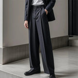 Stylish Mens Straight Suit Trousers Spring Summer Fashion Solid Color Pleated Pants For Men Casual Loose Breathable Pants