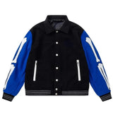 Fashion Autumn Letter Skeleton Embroidery Varsity Jacket Men Streetwear Warm Wool Women Baseball Jacket Outfits Windbreaker