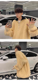 American autumn and winter men and women trendy personality lazy style zipper lapel couple loose knit pullover sweater harajuku