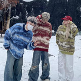 American Trending Men's Sweater Light Luxury Imitated Mink Drooping O Neck Long Sleeve Pullover Winter Premium Knitwear S-2XL