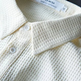 Fashion Long Sleeve Shirts Mens Spring Autumn Casual Waffle Plaid Solid Color Shirt Vintage Men Turn-down Collar Button Shirts