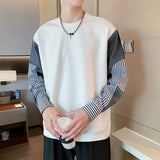 Men's Clothing Casual Stripe Top Black Sweatshirts T Shirt for Man Splicing Harajuku Fashion Xl Sale Streetwear Aesthetic Winter